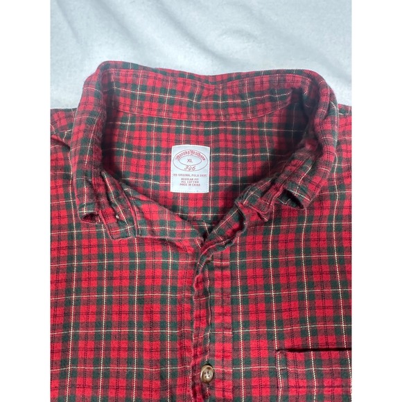 Mens Brooks Brothers Red Flannel Long Sleeve Button Down Shirt Casual Warm - Picture 1 of 5